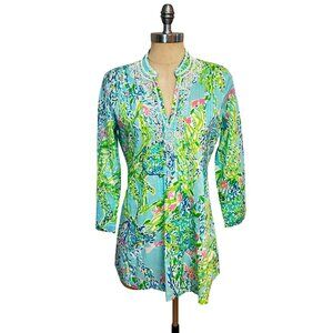 Lilly Pulitzer Blue Heaven Sarasota Beaded Tunic Top Small